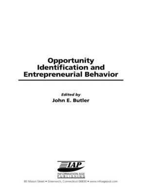 cover image of Opportunity Identification and Entrepreneurial Behavior